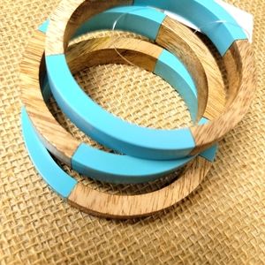 Turquoise Stackable wooden bracelets